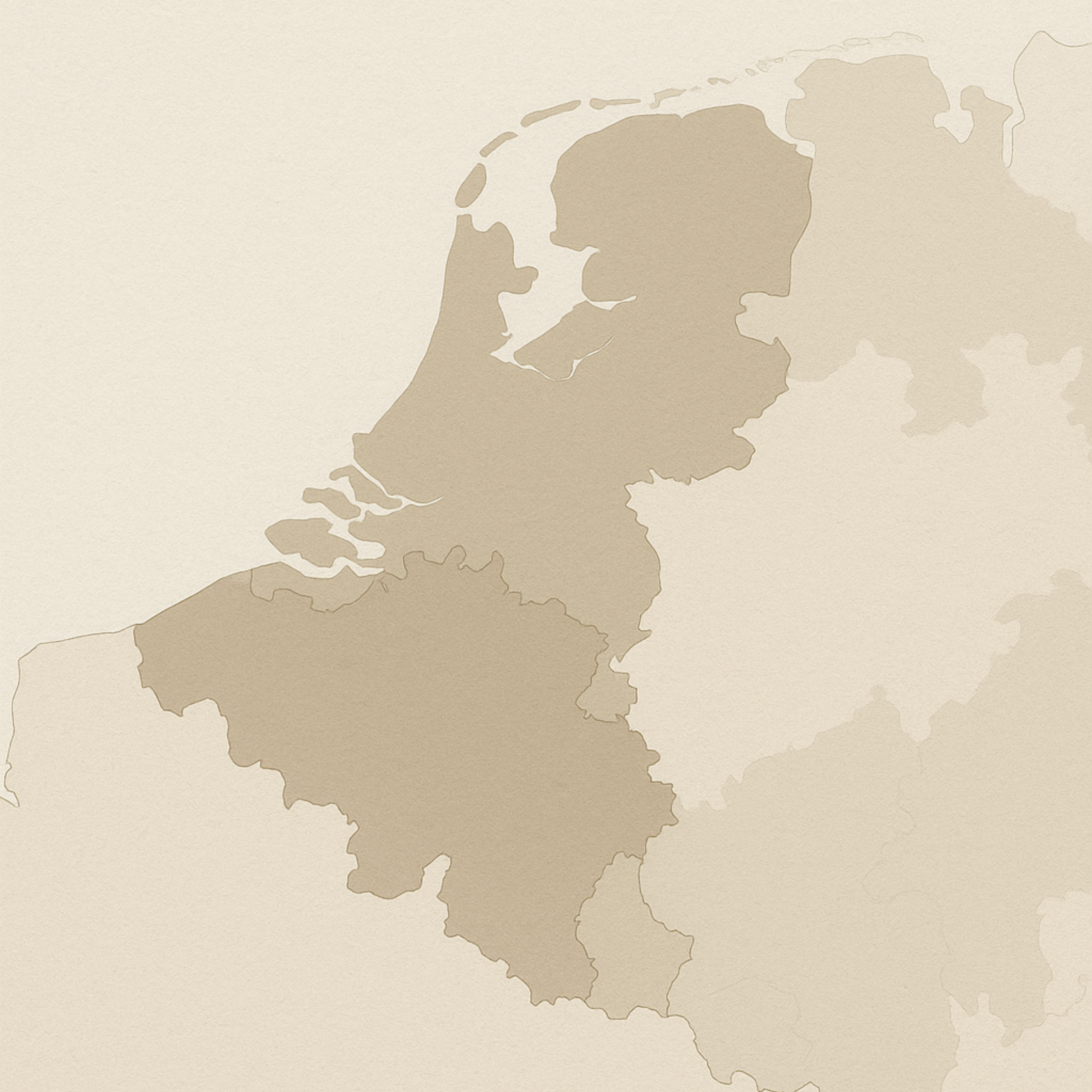 Karte: Niederlande, Belgien und westliches Deutschland (NRW, Eifel, Ardennen) als Aktionsgebiet markiert